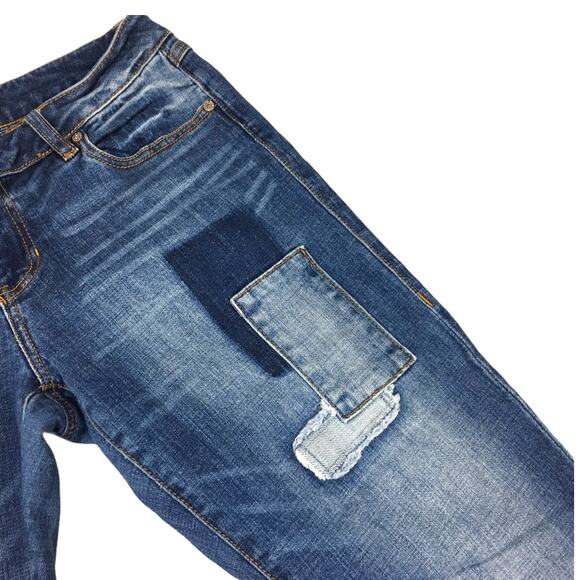 Cabi Jeans Slim Boyfriend Patchwork Sz 4 Blue Stretch Denim‎ Fading Y2K Vibes - Picture 3 of 13
